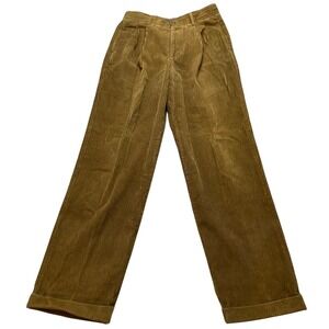 Structure Urban Wear Vintage Corduroy Pants Mens 33x34 Brown Pleated Cuffed Tan